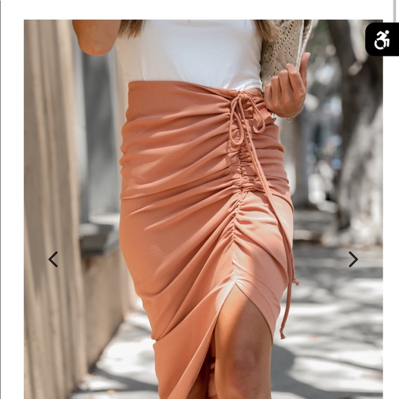 Stitch and Feather Ruched Tie Midi Skirt - Medium - Picture 2 of 4